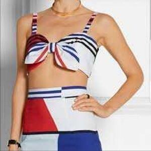 Milly Bow Bustier Top Multi Stripe Color Block Size 4